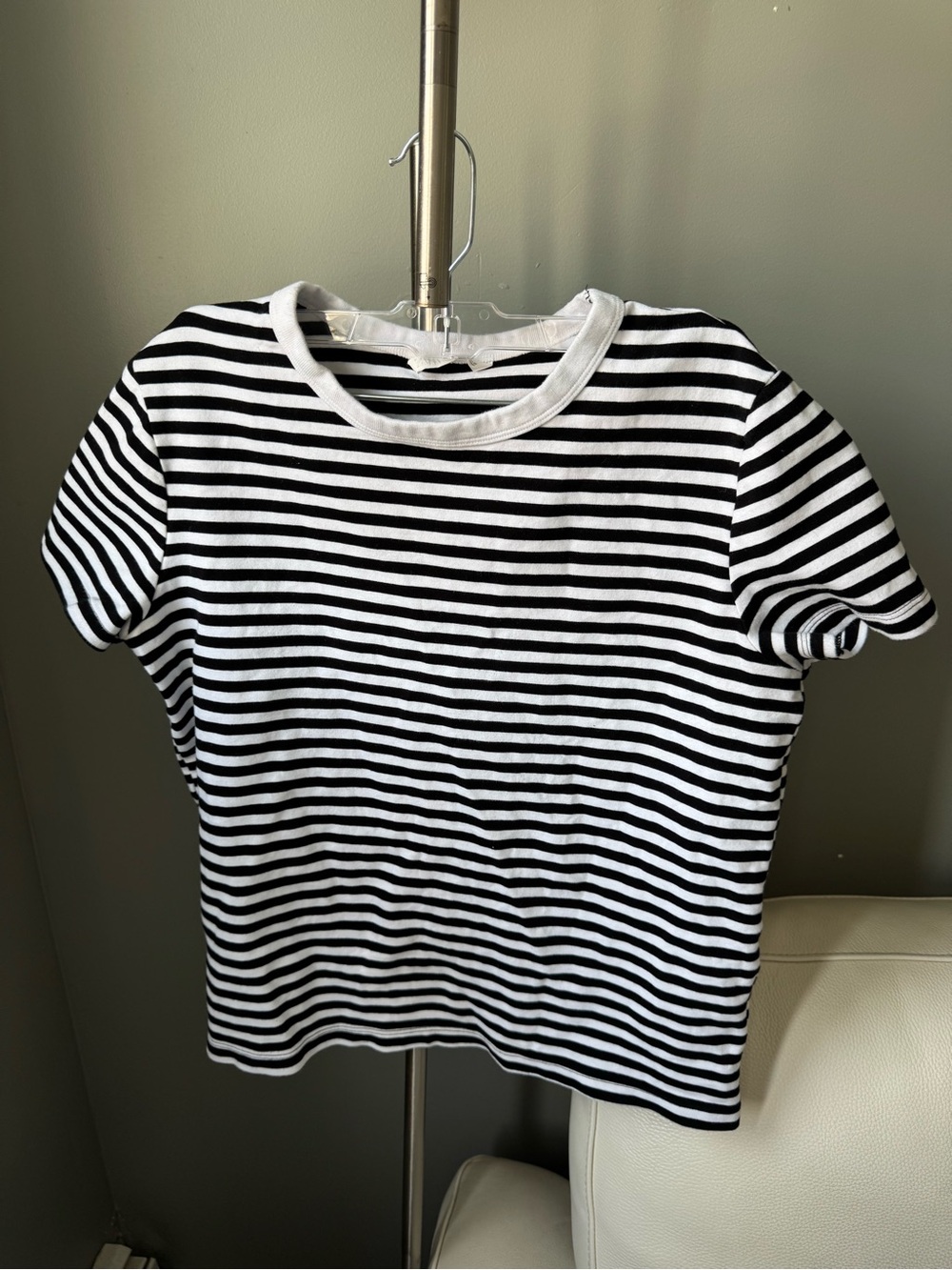 Zara Black & White Striped Short Sleeve Tee